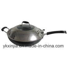 Panelas Alumínio Non-Stick Wok utensílios de cozinha com tampa de aço inoxidável